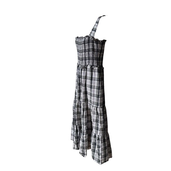Veronica Beard Ziada Size Small Smocked Plaid Midi Dress Black White Tiered - Picture 10 of 12